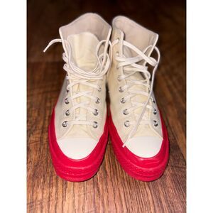 Converse x Comme des Garçons PLAY High Top Sneakers Cream Red Sole Heart Shoes